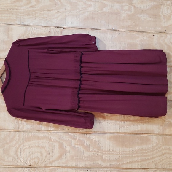 Anthropologie Maeve Galan Burgundy Maroon Tassel Tie Dress Size S - Picture 9 of 10
